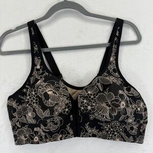 Catherines Intimates 44D Floral Print Front Closure Wire Free Comfort Bra
